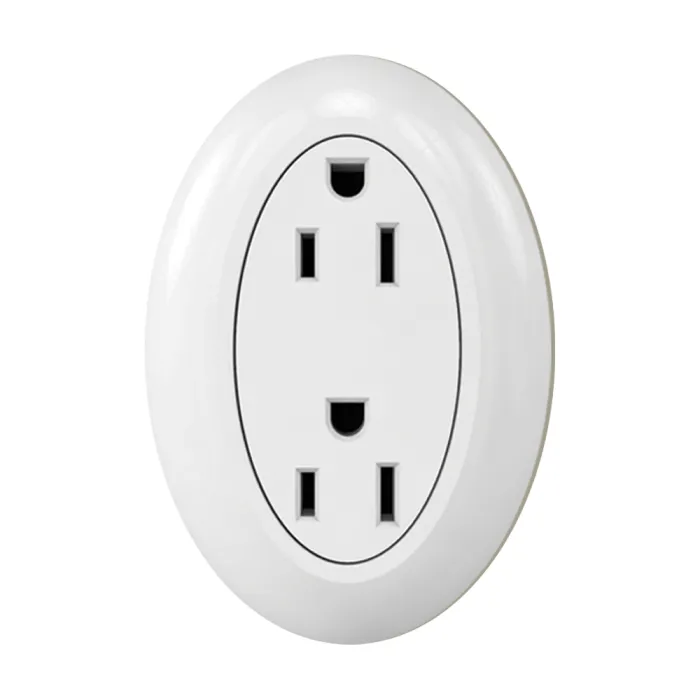 TOMACORRIENTE DOBLE OVALADO SOBREPUESTO 125/250V 15A BLANCO 10U/C