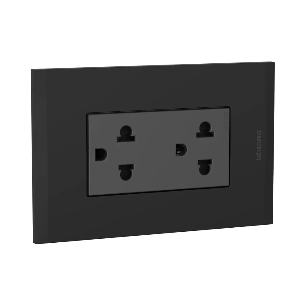 TOMACORRIENTE DOBLE 16A 125/250V PC NEGRO
