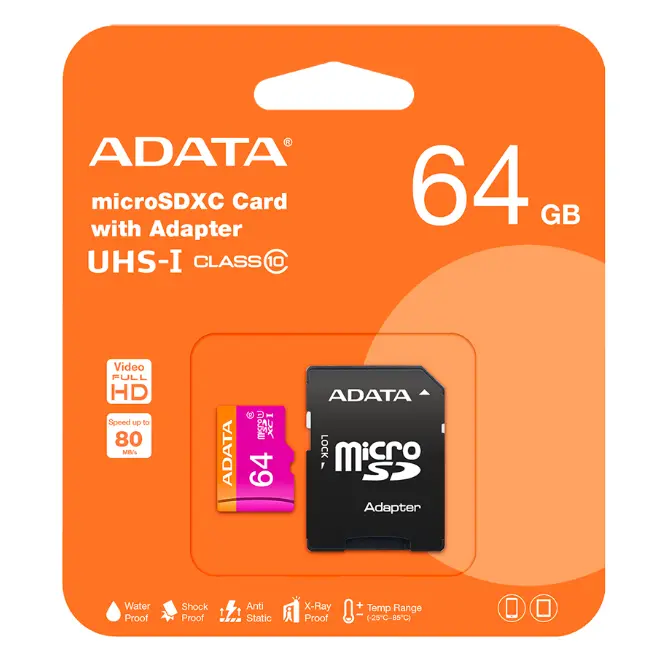 MICRO-SDXC ADATA 64GB WITH ADAPTER UHS-I CLASS 10