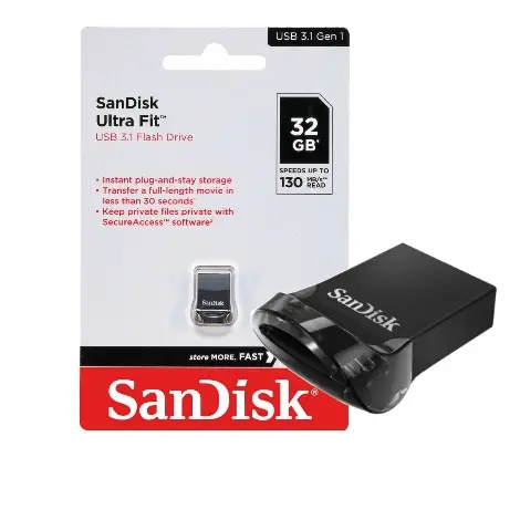 FLASH MEMORY SANDISK 32GB ULTRA FIT USB 3.2 HASTA 130MBS Black