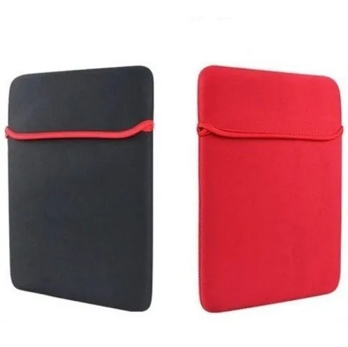ESTUCHE PARA LAPTOP 12 PULGADAS, NEGRO CON ROJO, SIN CIERRE, REVERSIBLE