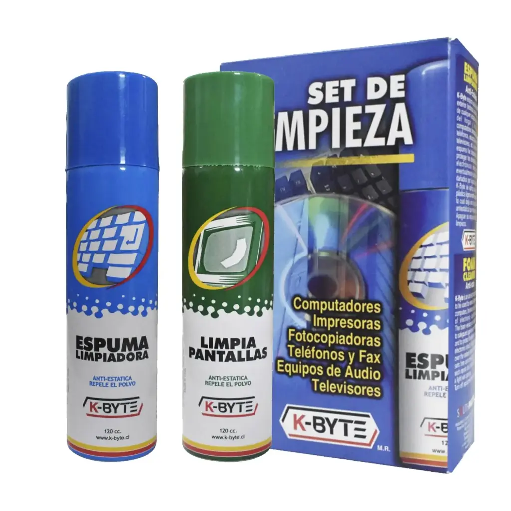 KIT DE LIMPIEZA COMPUTO LIMPIA PANTALLAS + ESPUMA LIMPIA EXTERIORES