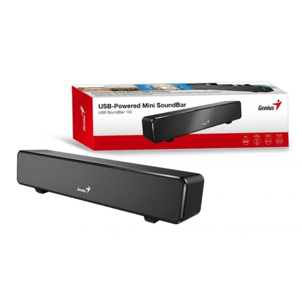 PARLANTE GENIUS SOUND BAR 100, USB, 6W, 1.5, ALAMBRICO NEGRO