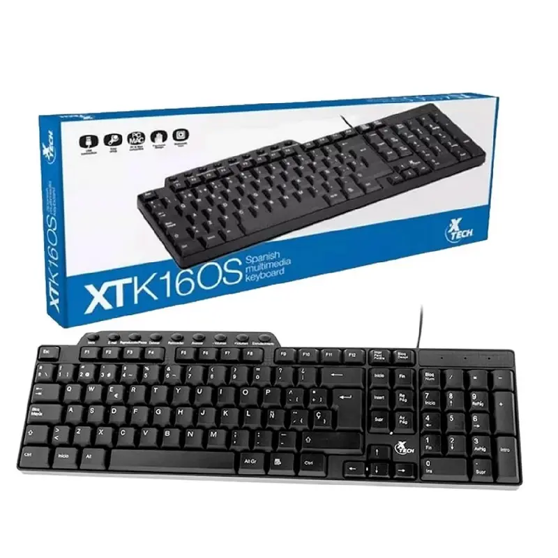 TECLADO Xtech Kybd Wrd MM USB Spa XTK160S Black